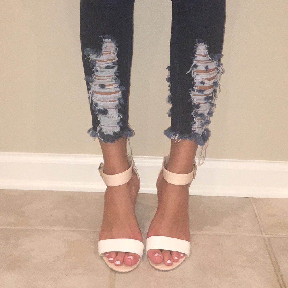 White and tan wedge heels from Charlotte Russe